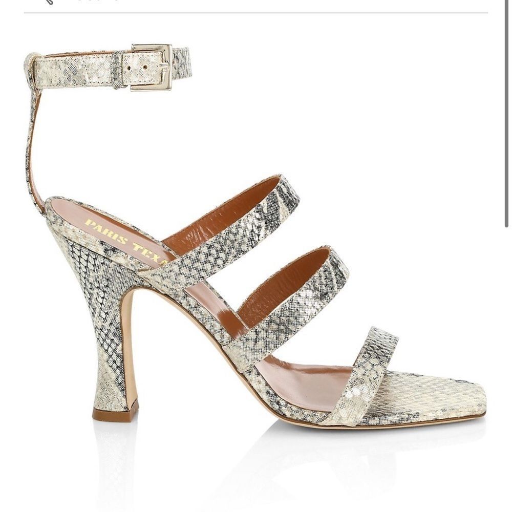 Paris Texas Ankle-Cuff Lamé Python-Embossed Leather Sandals size 41 $510